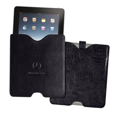 black croco-grain bonded leather iPad sleeve